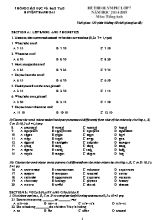Đề thi olympic môn Tiếng Anh Khối 7 - Năm học 2014-2015 - Phòng giáo dục và đào tạo huyện Thanh Oai (Có đáp án)